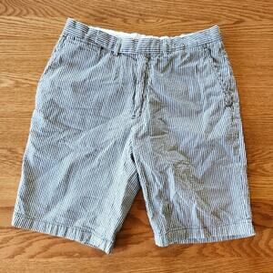 Vintage Polo by Ralph Lauren Bradbury Fit Shorts Dark Gray White Seersucker 32